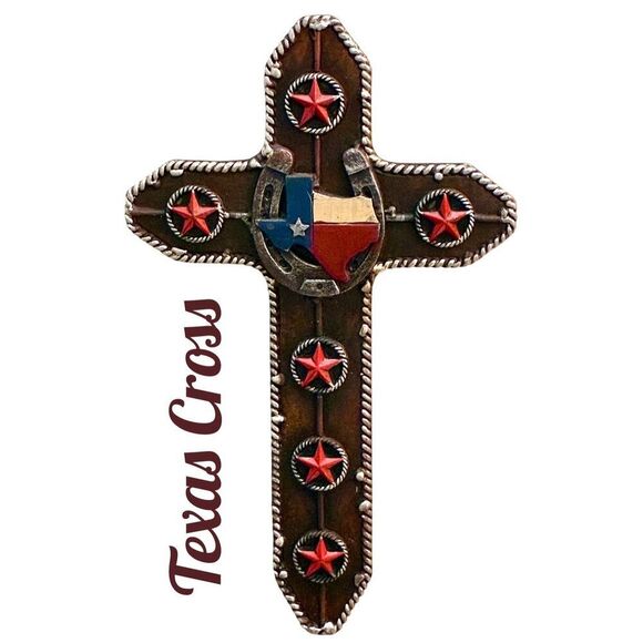 Montana West NWOT 10” Texas Pride Western Cowboy Horseshoe Wall Cross - Picture 1 of 6